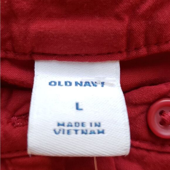 🔺️Old Navy Red Rayon Popover Long Sleeve Top Large - Picture 8 of 9